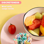 HASTHIP Mini Plastic Fruit Forks for Party Desserts with Storage Box | 100 Count Color Set