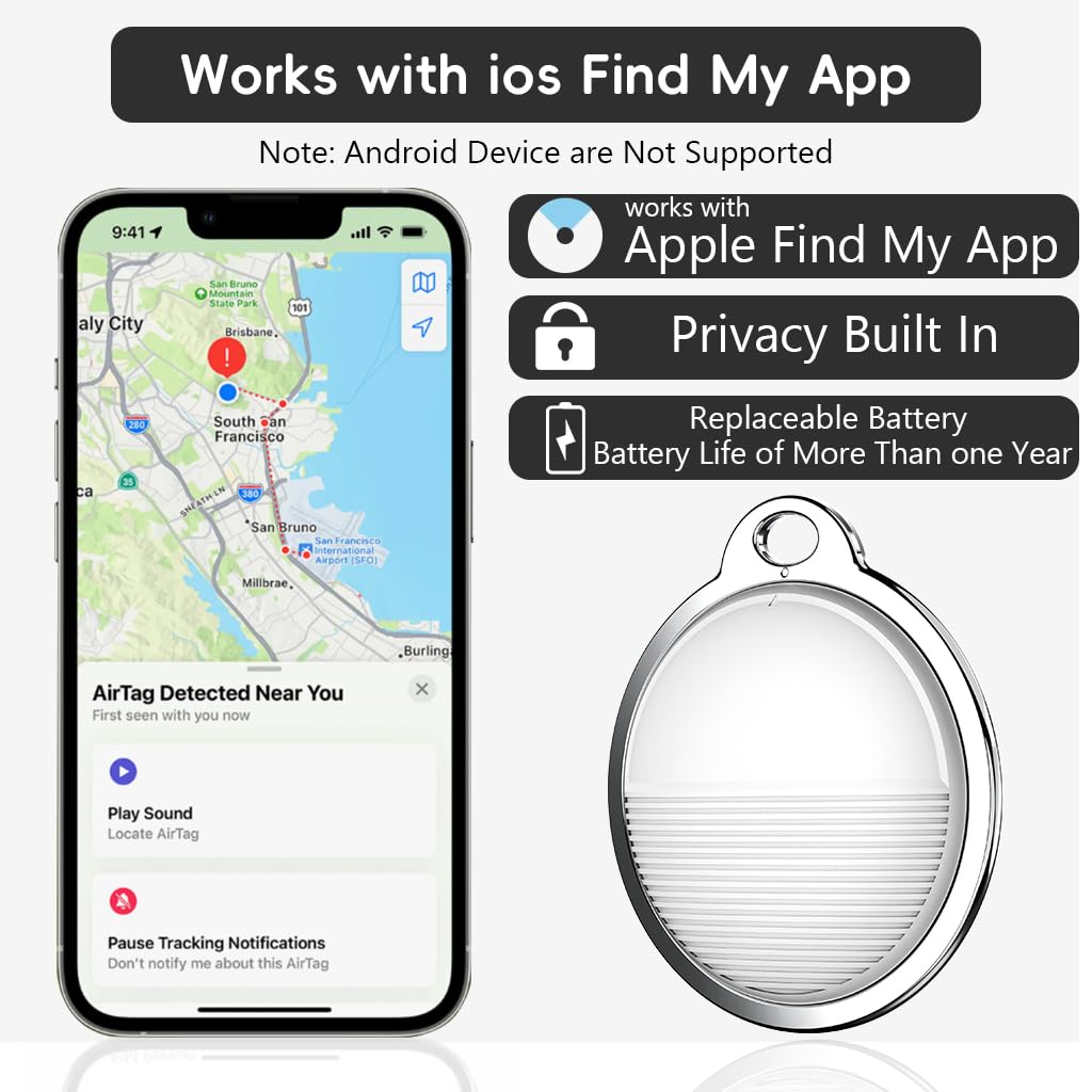 Loshall Tag Air Item Finder| BT Tracker| Global Tracking with Find My App on iPhones only| Find Keys, Wallets, Luggage, Pets, Gadgets etc.|