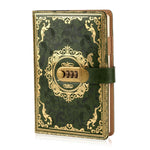 HASTHIP® Vintage Leather Journal Notebook with Combination Lock, A5 Refillable Embossed Flower Writing Diary with Lined Paper, Secret Notebook for Women Girls Kids, Retro Gift Idea (Green)