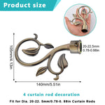 HASTHIP Curtain Rod Finials for 20–22.5mm Rods with Leaf Branch Design in Brass | Set of 4