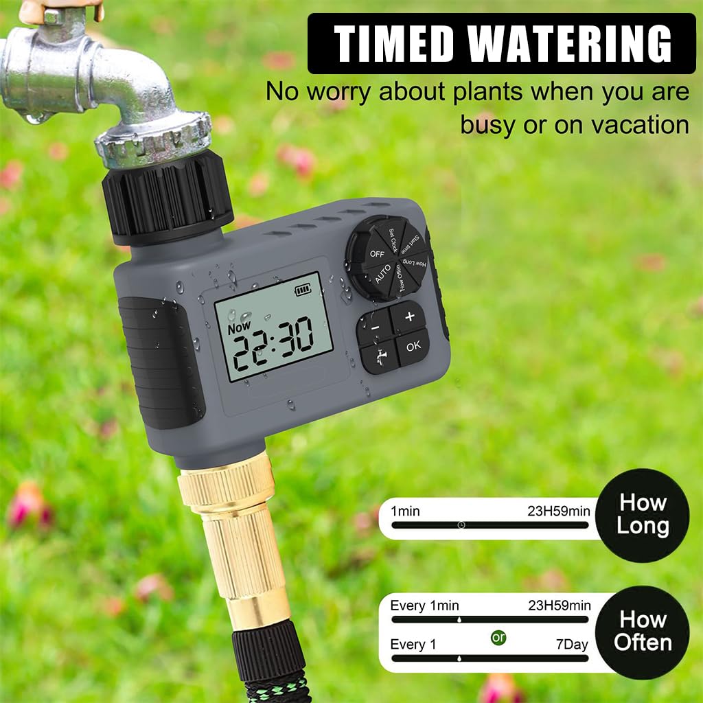 HASTHIP Outdoor Drip Irrigation Timer for Garden and Lawn with Manual Knob Control | Waterproof ABS Automatic Watering System