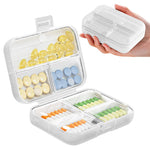HASTHIP® 7 Day Pill Organizer with Snap-Lock Leakproof Design - Portable Travel Pill Case for Pills, Vitamins, Supplements, BPA-Free Mini Medicine Box for Work, Outdoor, Traveling (Clear)-White