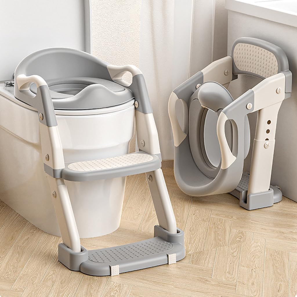 HASTHIP® Folding Potty Training Seat 2 in 1 Potty Training Seat Toilet Seat Retractable Toilet Seat for Todders Anti-slip Toilet Training Seat Soft Padded Toilet Training Seat with Splash Guard