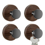HASTHIP Suction Wall Hooks for Bathroom and Kitchen with Strong Hold and Wooden Grain Base | 4Pcs Reusable Organizer
