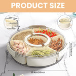 HASTHIP Silicone Divided Serving Tray for Snacks and Fruits with 6 Compartments and Lockable Lid