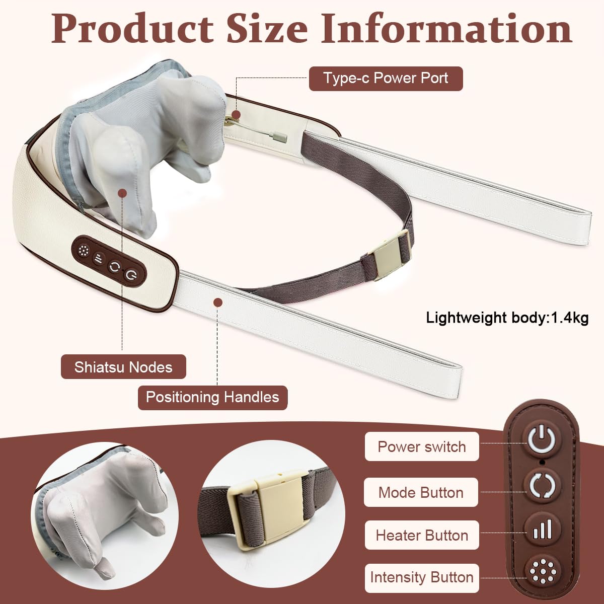 HASTHIP® Neck Massager with Heat, Cordless Neck Massager Relaxing Deep Tissue 4D Kneading Massage, Wearable Neck and Shoulder Massager for Neck, Back, Christmas Gifts Birthday Gift