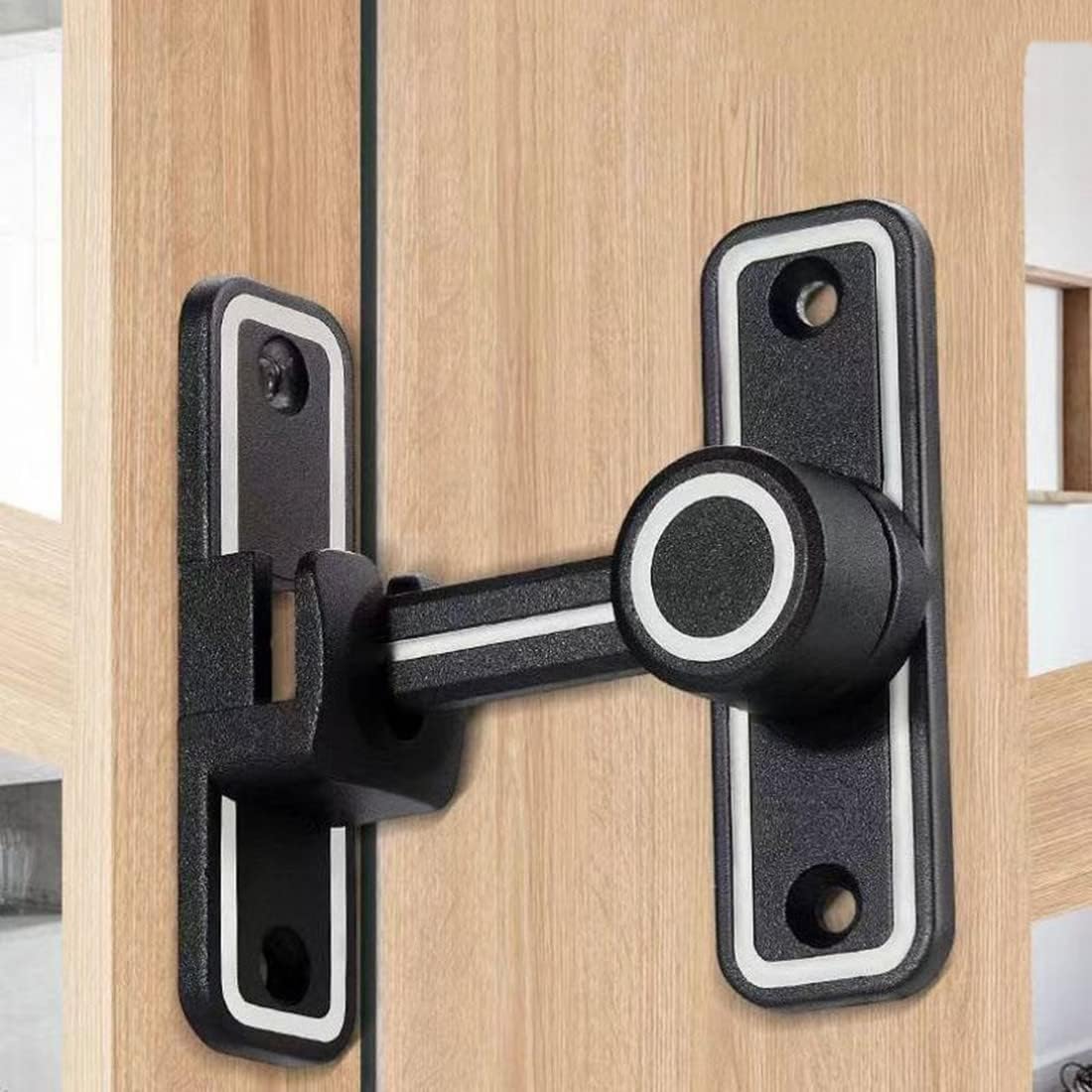 HASTHIP Door Lock for Barn and Sliding Doors with 90° 180° Latch | Zinc Alloy 2PCS Black