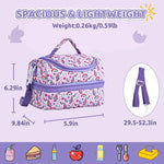 HASTHIP® Girls Lunch Tote with Removable Shoulder Strap Kawaii Purple Unicorn School Girls Bento Box Tote Bag Double Layer Insulated Lunch Bag Camping Lunch Tote Bag Insulated Food Bag, 25x15x16cm