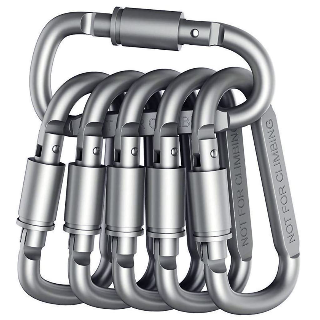 HASTHIP® Set de 6 Mosquetones de Aluminio 3.1”,Clip D-Ring Ligero y Resistente con Cierre Resorte,Mosquetón para Llaves,Camping Senderismo Pesca Viaje y Uso Exterior