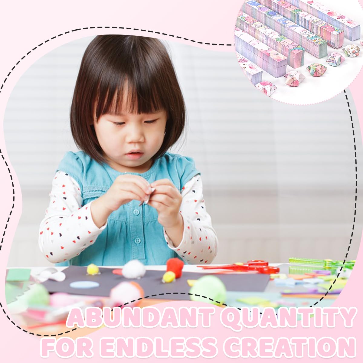 HASTHIP Star Origami Paper for DIY Crafts with 600 Strips and Double Sided Panda Designs