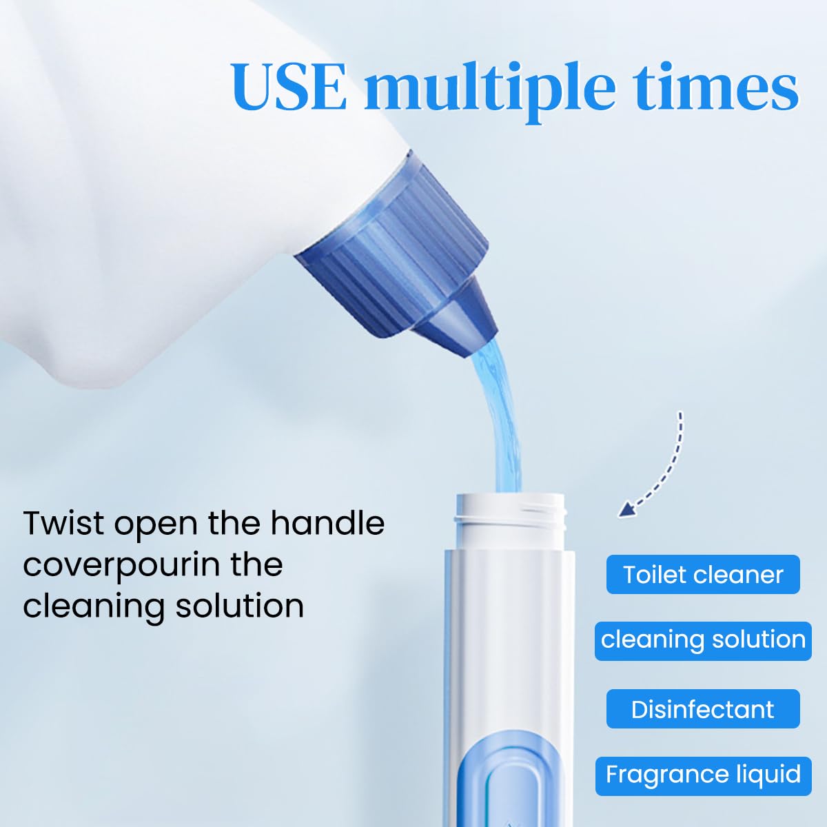 HASTHIP Toilet Brush for Bathrooms with 16 in Double Sided Head and Built in Soap Dispenser | Blue