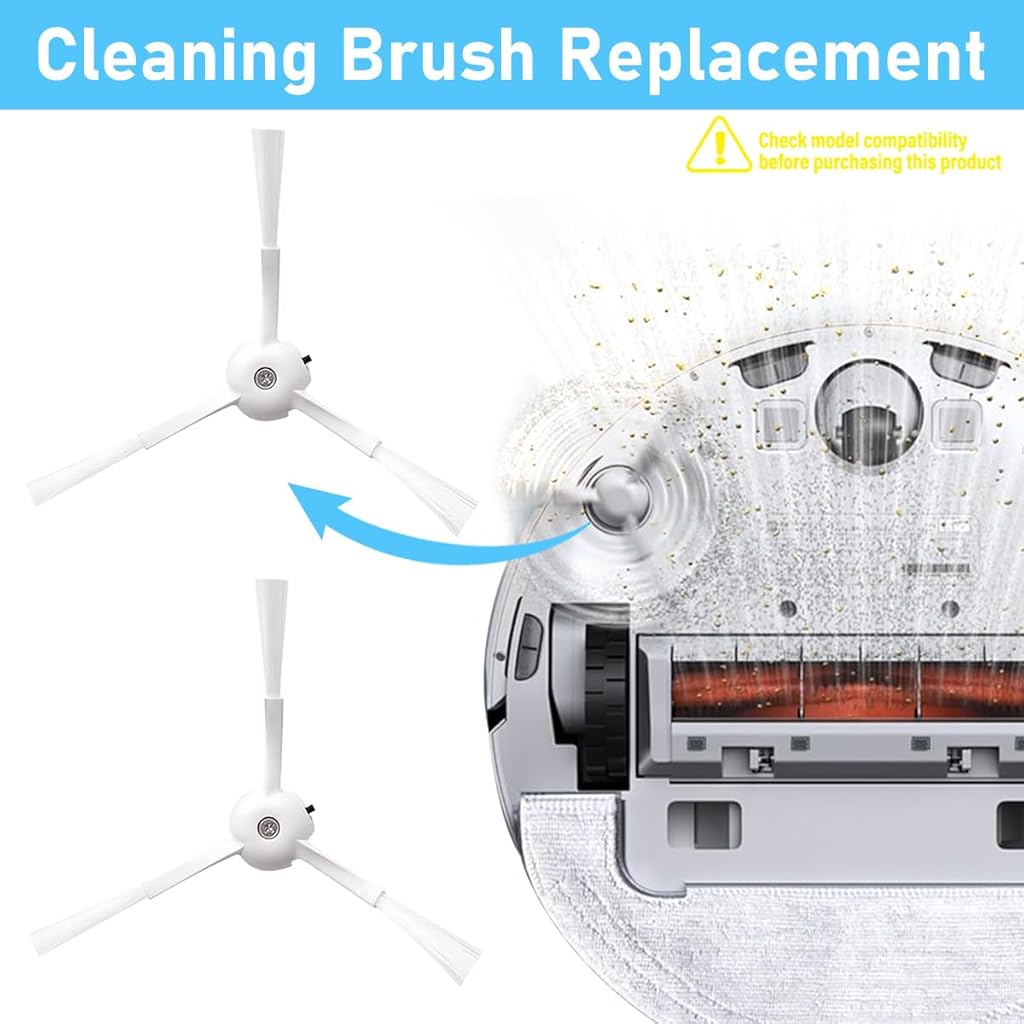 HASTHIP® 3pcs Side Brushes Replenishment Kit, Replacement Parts Compatible With Mi Robot MJST1S/Mop 2 Pro, Side Spinning Brushes Replacement Accessorie Cleaning Accessories - White