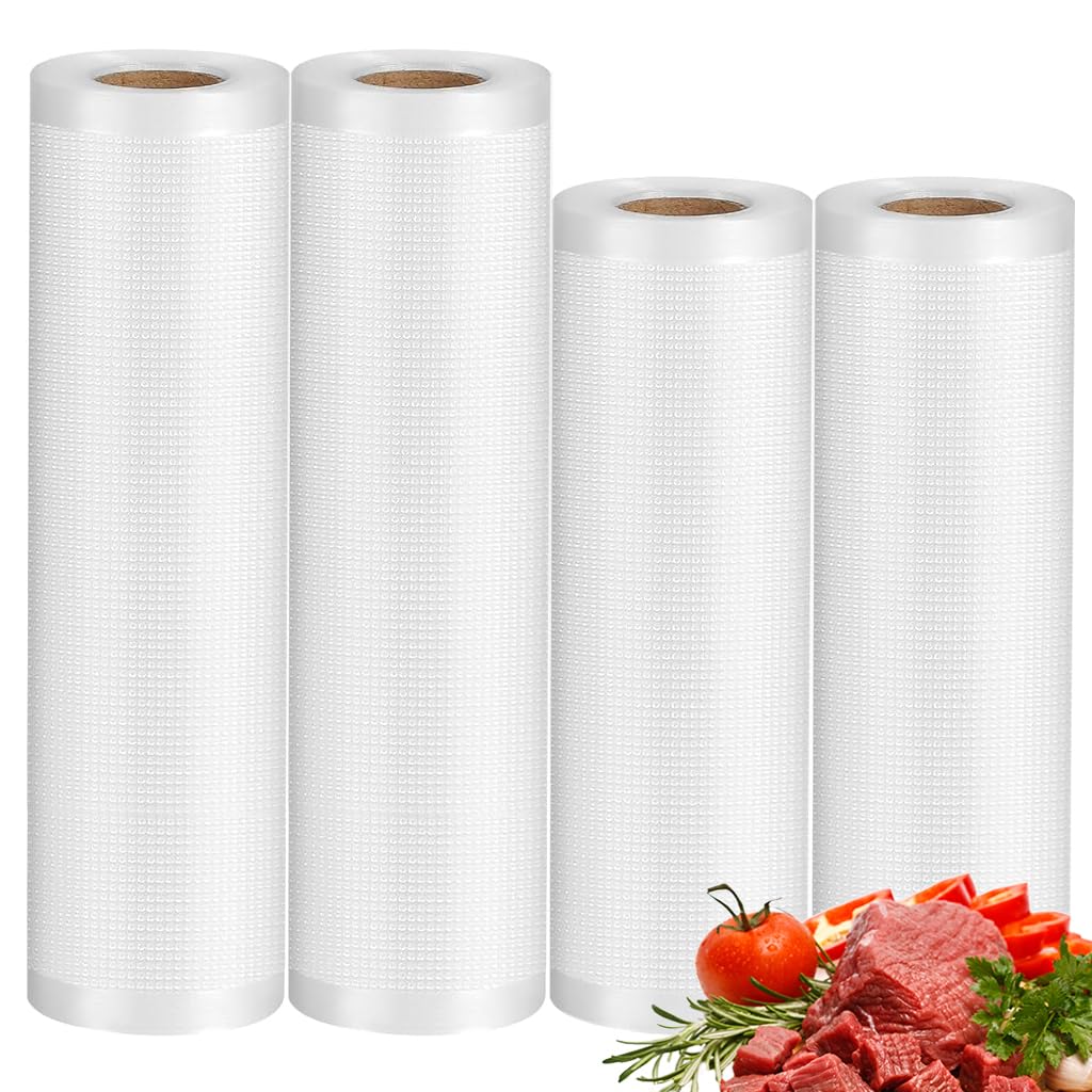 HASTHIP Vacuum Sealer Bags for Food Storage with Double Sided Airtight Design | 4 Rolls 11x20ft and 8x20ft BPA Free