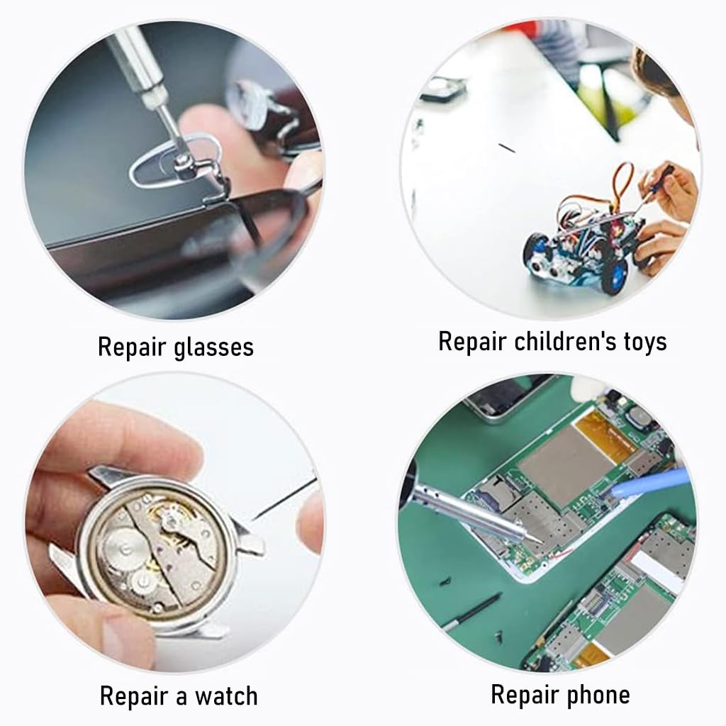 528pcs Spectacles Glasses Repair Tool Kit Eyeglass Repair Kit with 500 Pcs Spectacles Repair Screws, 20pcs Silicone Nose Pads, Mini Screwdriver, Screws Nuts, Tweezer, Glasses Cloth
