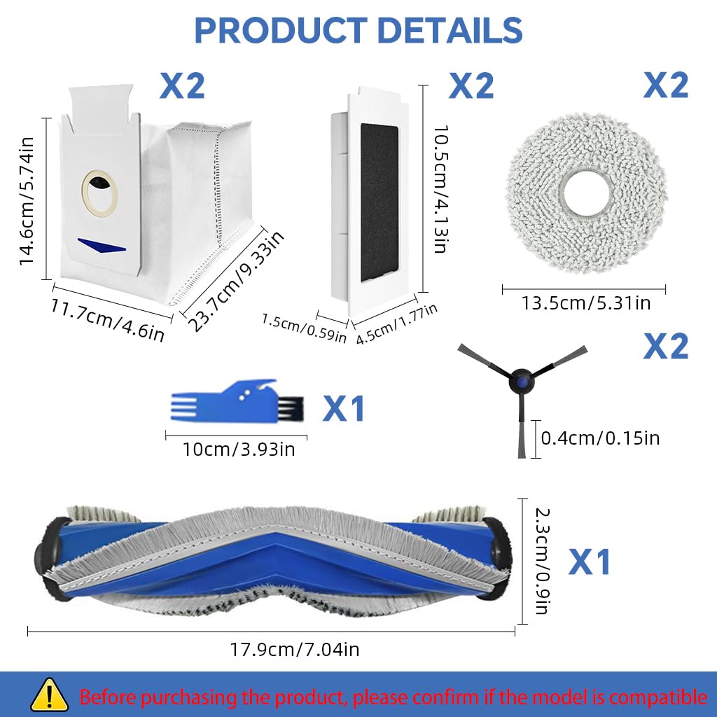 HASTHIP Replacement Parts for Ecovacs T30 Omni with 10 pcs full kit | main and side brushes
