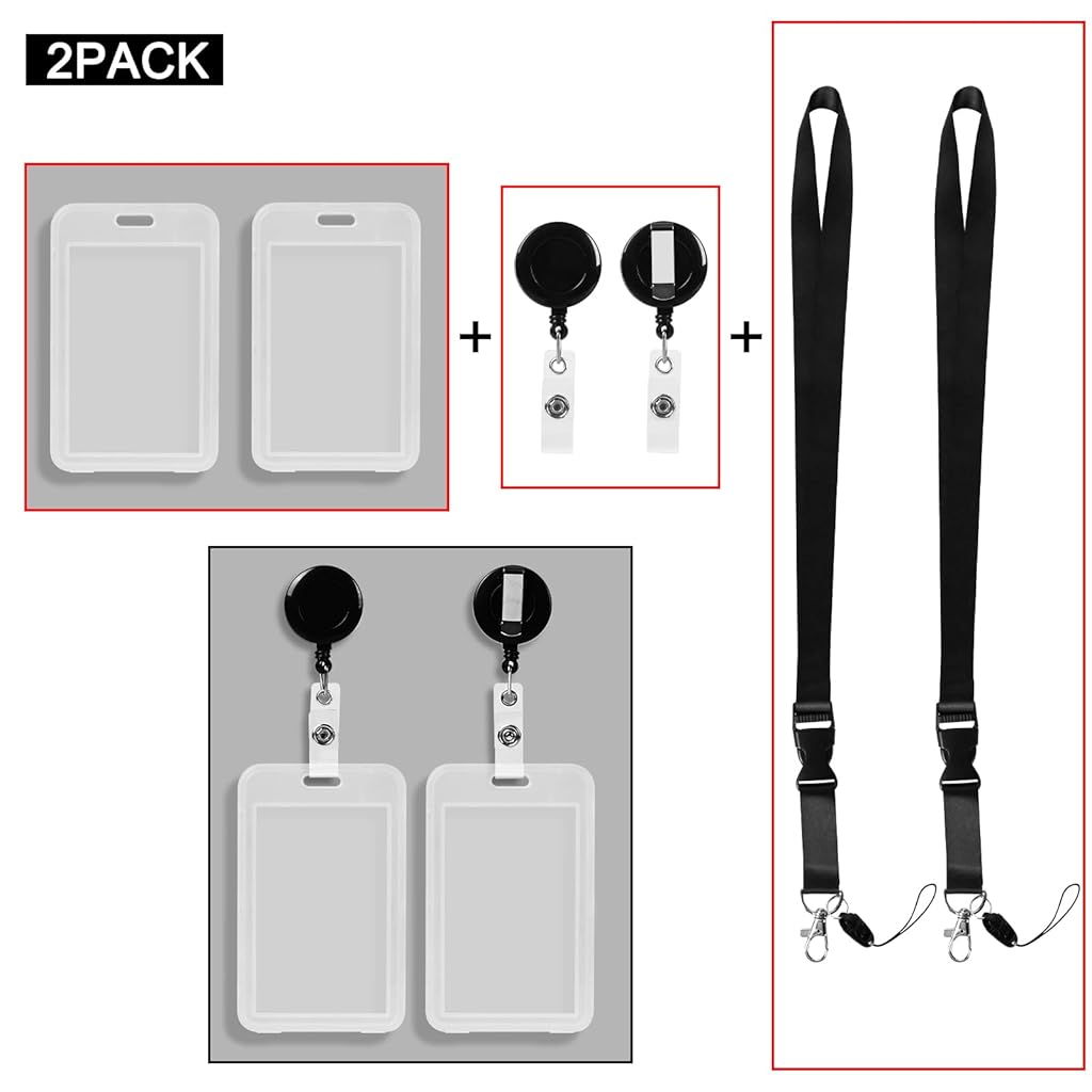 HASTHIP® 2 Pack Transparent Plastic Vertical Badge Holders