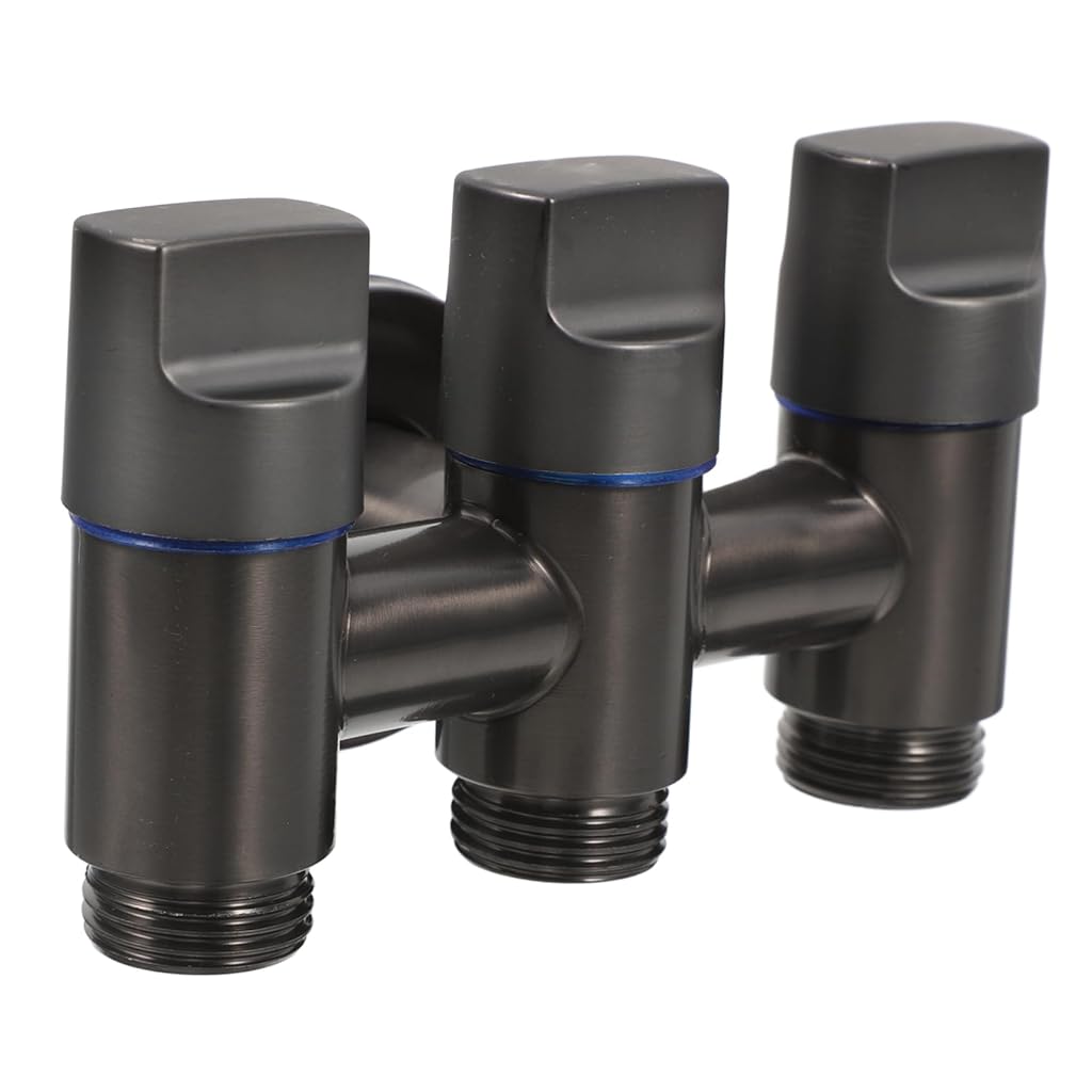 HASTHIP® Multi Water Inlet Valve Stainless Steel 3 in 1 Water Inlet Valve with Dependent Control Knob Combined Control for Washing Machines (Black)