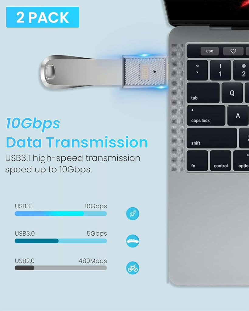 USB C to USB OTG Adapter USB C Male to USB A Female USB 3.1 Adapter Support 120W Fast Charing & 10Gbps Data Transmission Type C Charging Adapter for Phone, Tablet, PC, Laptop