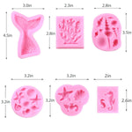 HASTHIP Fondant Silicone Mold for Mermaid Theme Cake Decoration including 6pcs 10x10x5cm | Non Stick Food Grade Tool for Baking and DIY Crafts