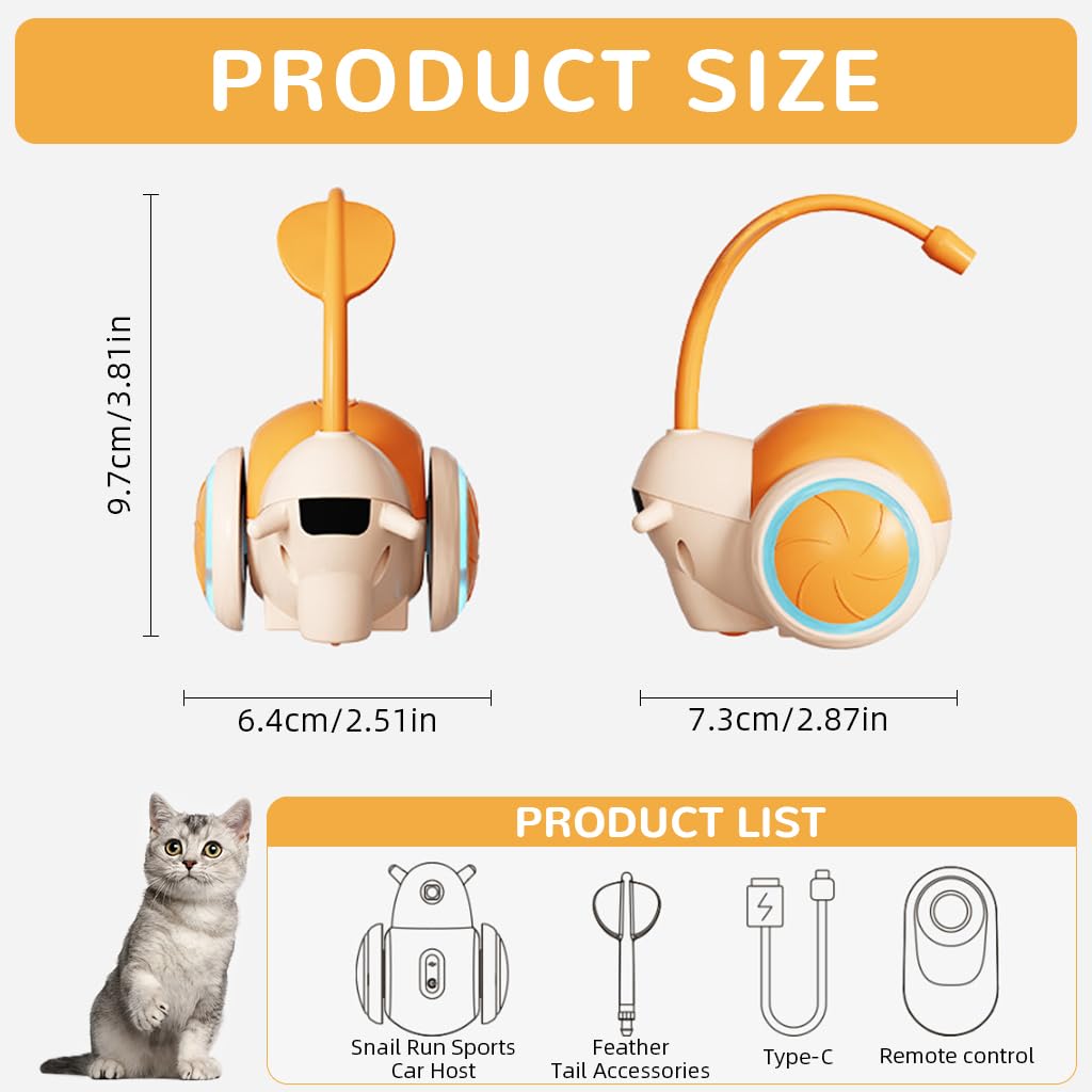 HASTHIP® Cat Toy, Smart Obstacle Avoidance Interactive Cat for Indoor Cat, 2-