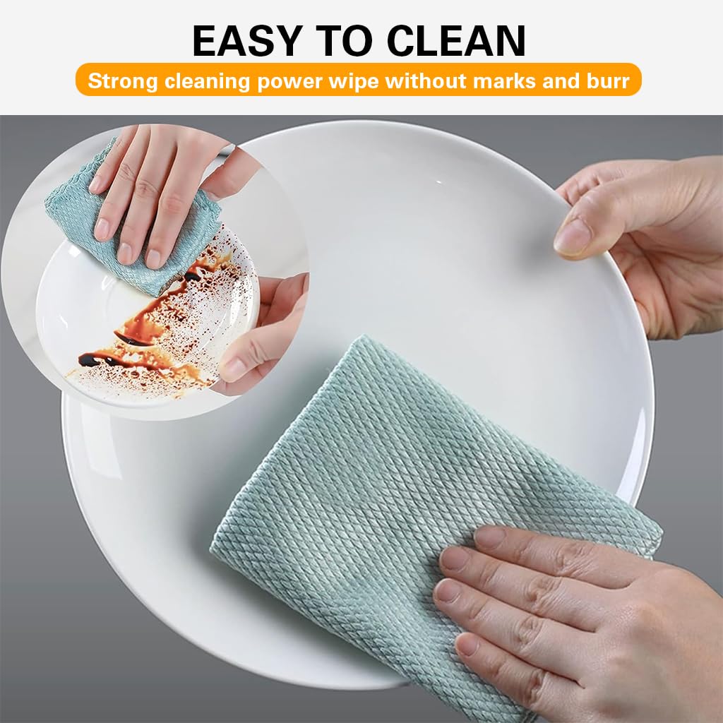 HASTHIP Microfiber Cleaning Cloth for Kitchen and Car Glass 10 pcs 30x30cm | Reusable Towel
