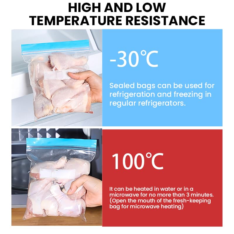HASTHIP Reusable Zipper Bag for Food Storage with Leakproof Seal and 54pcs Multi Size LDPE Set