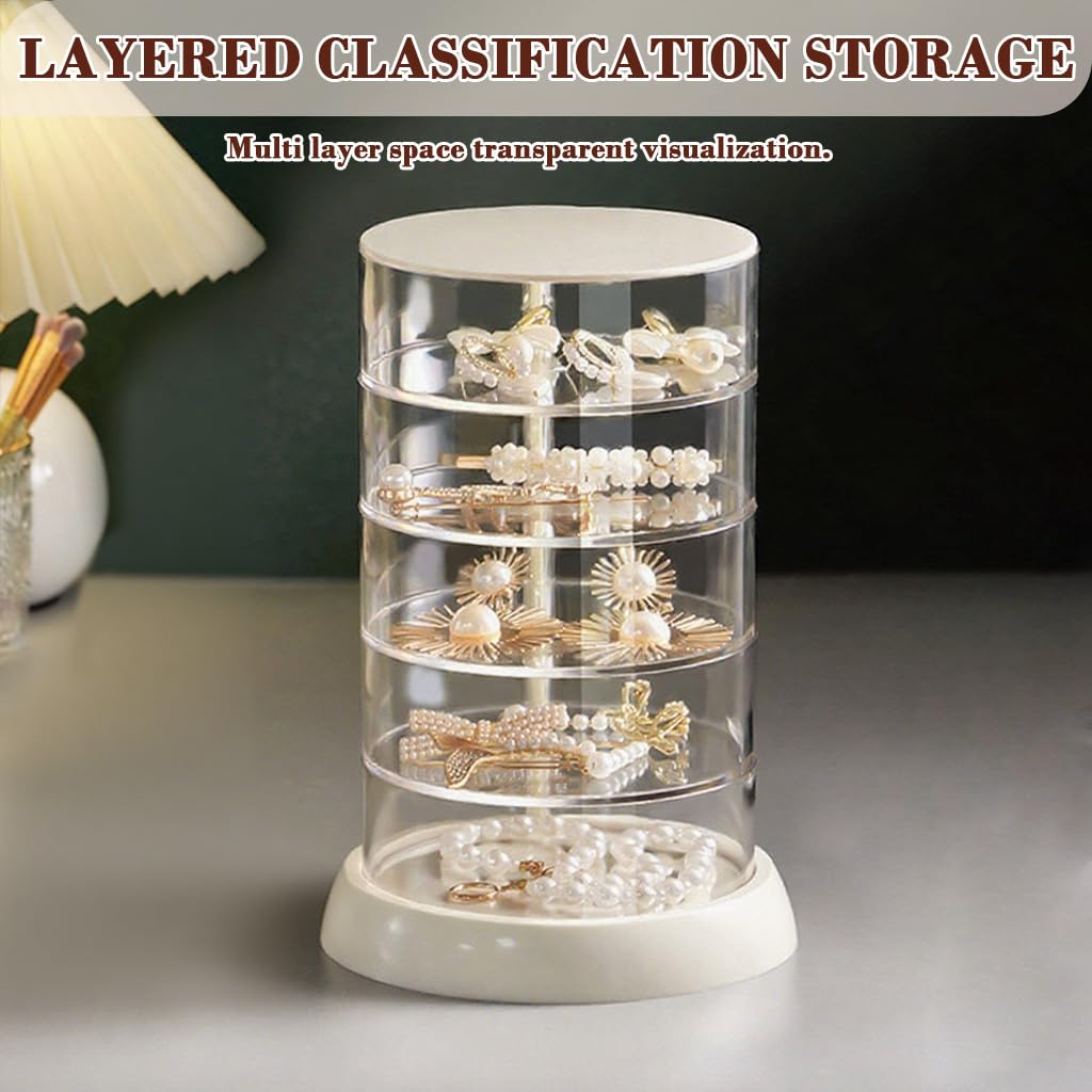 HASTHIP Jewelry Organizer Box for Earrings and Necklaces with 72 Compartments featuring Triple Tier Stepped Clear Acrylic Drawers | Space Saving Storage