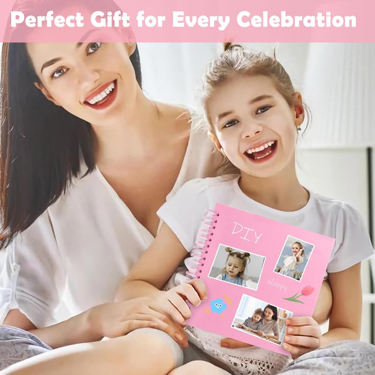 HASTHIP Photo Album Scrapbook for Memories with 20 Pages 8x8 Size & Ribbon Closure | DIY Gift Book