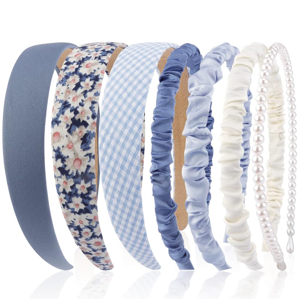 HASTHIP® 7 Pcs Diademas Mujer Deportivas y Florales, Bandas Elásticas Transpirables, Cinta para el Pelo Ancha con Estilo Campo, Accesorios Cabello Cómodos para Yoga, Correr y Regalo Amigas