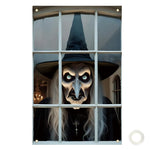 HASTHIP Halloween Window Cover for Haunted Houses with 80x120cm Witch Face Banner | Indoor and Outdoor Scary Decoration