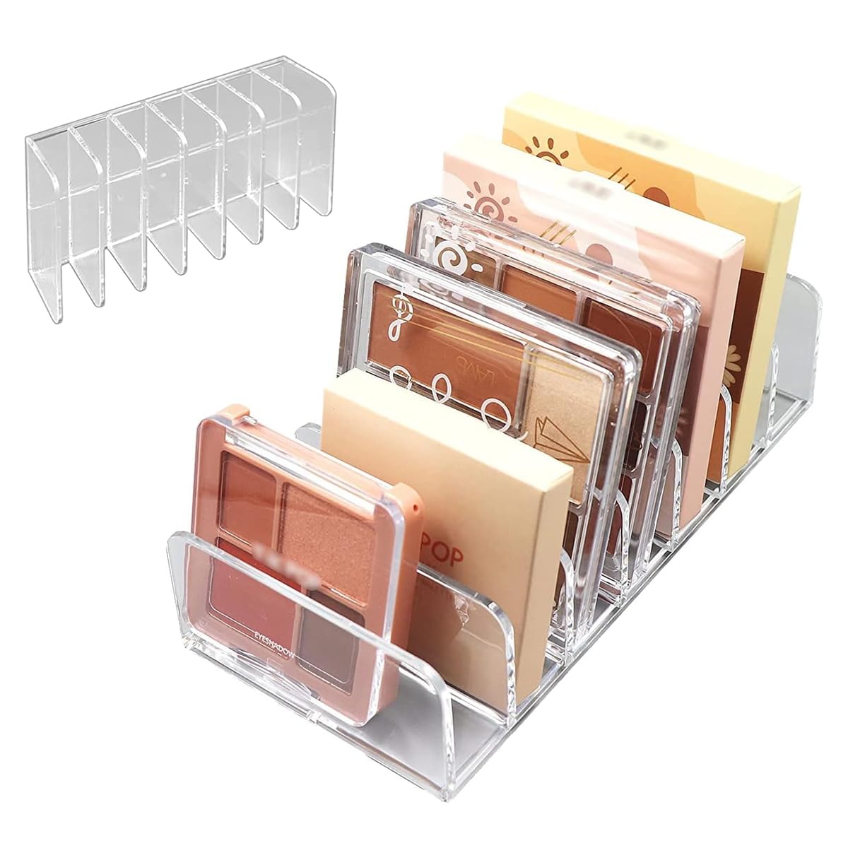 HASTHIP® Organizador de Paletas de Sombras Ojos Acrílico,Soporte Maquillaje 7 Celdas,Almacenamiento Transparente para Cosméticos Sombras Gafas Sol y Carteras