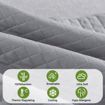 HASTHIP Pillow Cover Set with Zip Closure for Standard Pillows 48x74cm 2Pc | Bamboo Fiber Waterproof Protection Grey