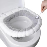 HASTHIP Soft Plush Winter Toilet Seat Cover with Elastic Edge and Loop in Grey and White | Acrylic Fiber Bathroom Seat Warmer for Comfort