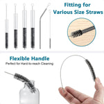 HASTHIP Straw Cleaner Brushes for Bottles and Sippy Cups with Fine Tip | 12pcs 8 in Stainless Steel and Nylon Set
