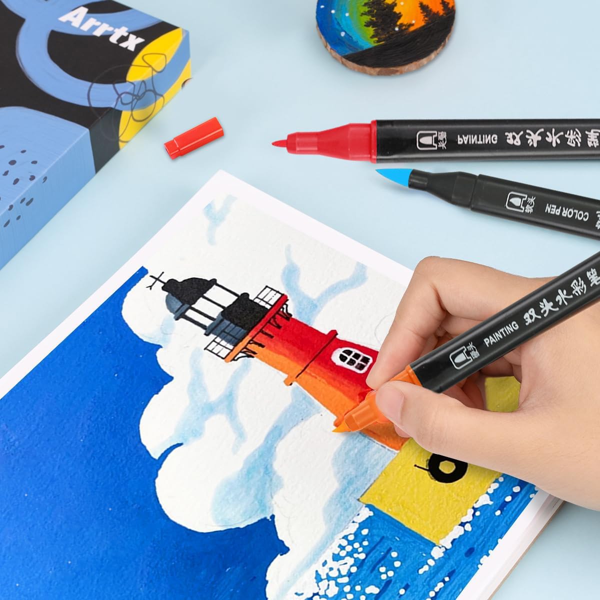 HASTHIP Acrylic Marker Pens for Art and Crafts with Dual Tips and 36 Vibrant Colors | Non-Toxic Set for Kids and Adults