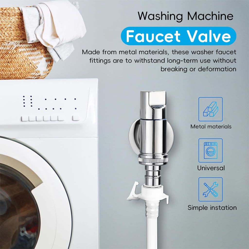 HASTHIP Laundry Faucet for Washing Machines and Dishwashers with Brass Body Chrome Finish 2PCS