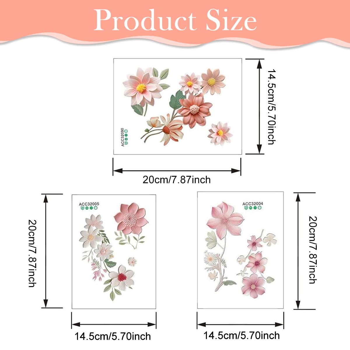 HASTHIP Wall Switch Decals for Home Decor featuring 3Pcs PVC Self‑Adhesive Flower Stickers