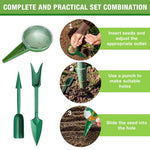 HASTHIP Mini Seed Spreader Set for Gardening with 6 Pcs Tools featuring Adjustable Dispensers | Includes Dibble Stick and Seeding Trowel
