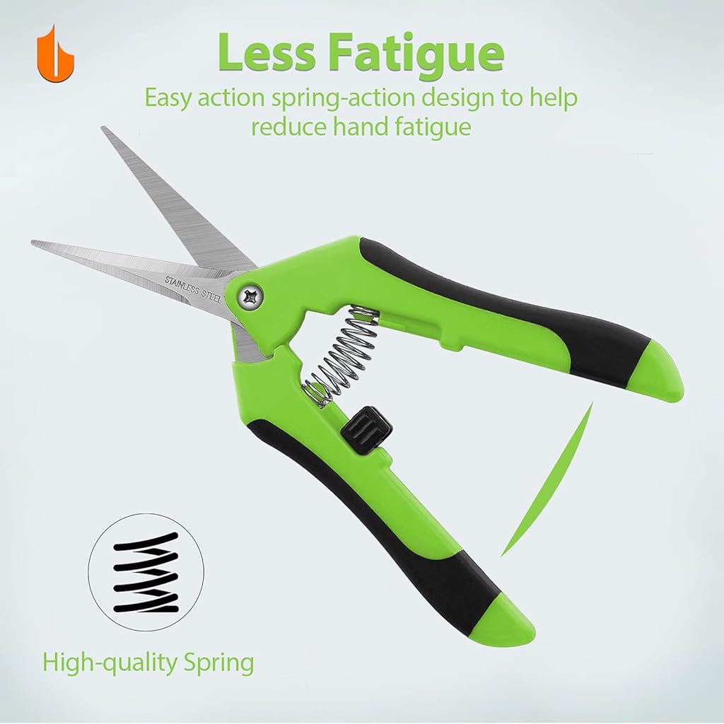 HASTHIP® Tijeras de Podar de Acero Inoxidable con Bloqueo Seguridad,Cuchillas Afiladas Micro Punta,Podadora Mano Profesional con Mango Ergonómico Antideslizante para Plantas