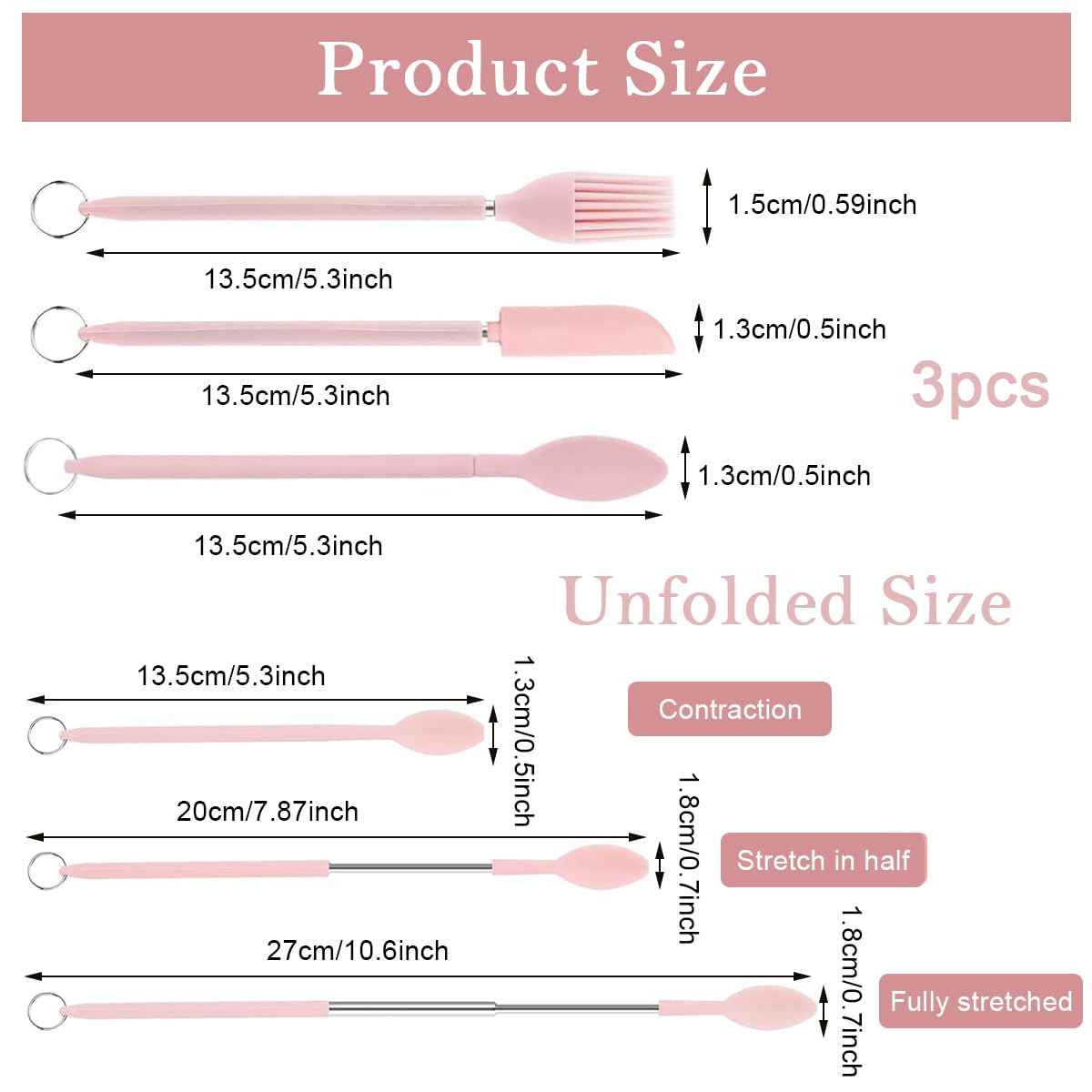 HASTHIP Silicone Spatulas 3Pcs Set for Food and Makeup Jars with Dual Ends Design | Food-Grade Safe