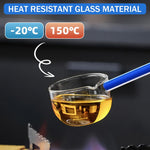 HASTHIP® Glass Oil Spoon Kitchen Glass Spoon Heat ResistantHigh Borosilicate Glass Spoon Soup Spoon Multipurpose 9.6 Inches Long Handle Kitchen Spoon