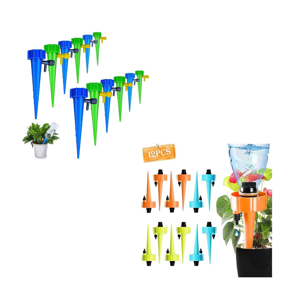 HASTHIP Drip Irrigation Kit for Home and Office Plants featuring Adjustable Valve | 12 Pcs ABS Self Watering Spikes