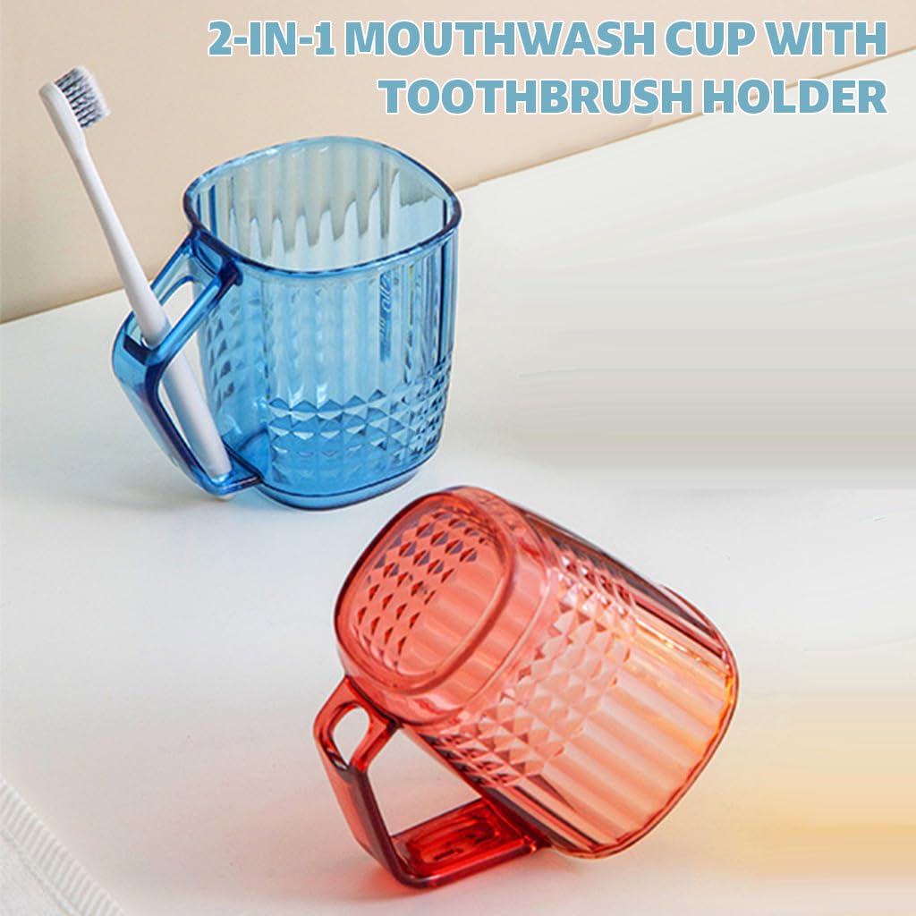 HASTHIP Toothbrush Holder Cup Pack of 2 for Bathroom Use with Inverted Drying Design | Clear PP Rinse Cups