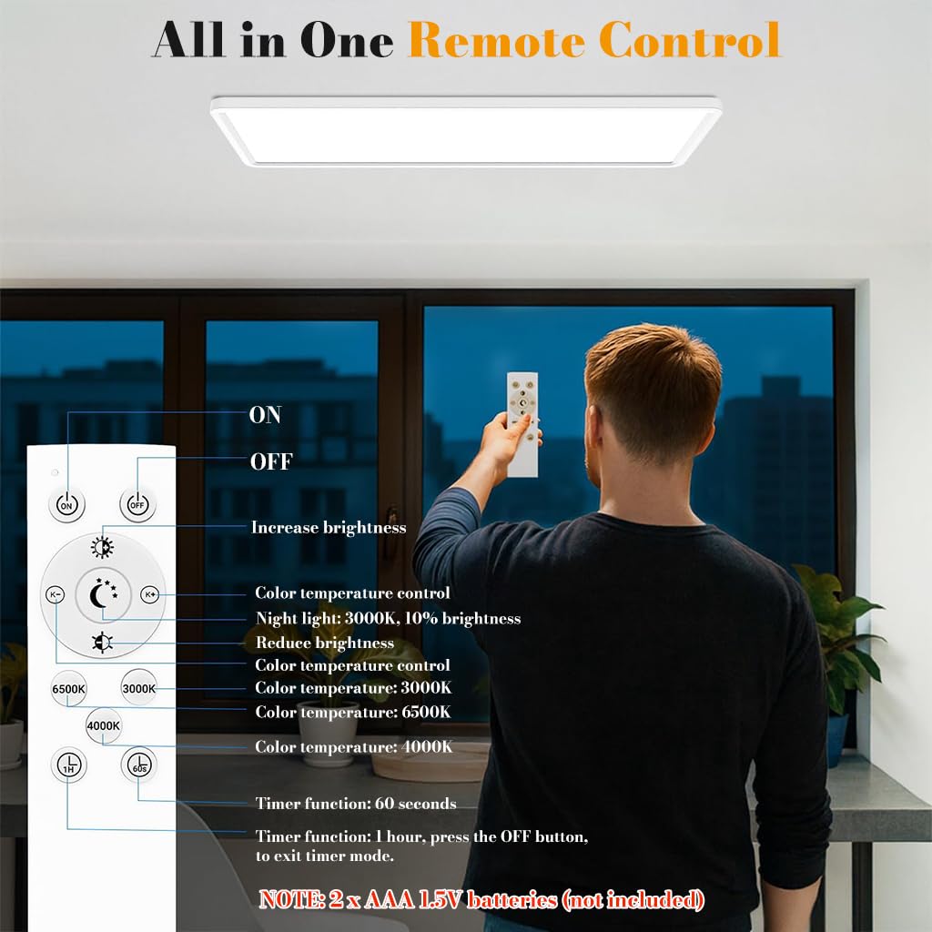 Hasthip 48W LED Ceiling Light with Remote Control & Dimmable Design