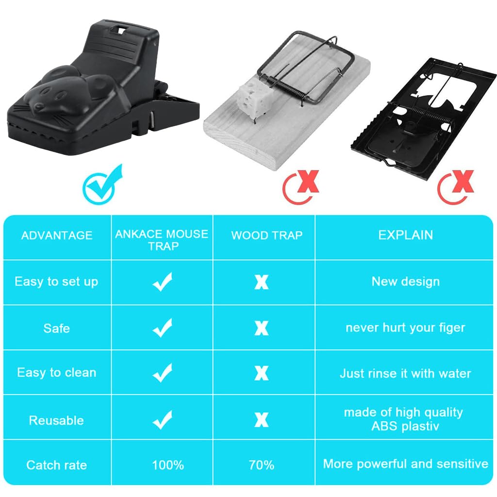 HASTHIP Rat Traps for House and Garden featuring Ultra Fast Trigger | 2 Pcs 17×7.5×7.5 cm Reusable ABS