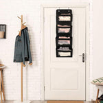 HASTHIP Over The Door Organizer for Wall and Closet Storage with 4 Felt Shelves and Clear Windows | Black