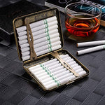 HASTHIP® Metal Cigarette Case, Retro Double-Sided Spring Clip Holder, 85mm King Size Portable Aluminum Alloy Tobacco Box, Pocket Slim Design Fits 20pcs, Gift for Men & Women