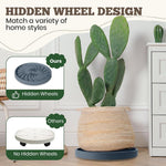 HASTHIP Plant Pot Stand for Indoor & Outdoor Use with 360° Wheels and Spiral Ridged Tray | 37 cm Grey PP Caddy