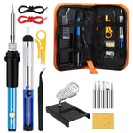 Soldering Iron Kit Electric Soldering Iron Set 60W 110V Adjustable Temperature Welding Tool with 5pcs Different Soldering Tips, Desoldering Pump, Soldering Iron Stand, Tweezers etc(15PCS)