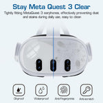 HASTHIP® YourBrand Protective Case Compatible with Meta Quest 3, Clear VR Shell Cover with Lens Protector, Tempered Glass Screen Guard, Joystick Thumb Caps, Essential VR Accessories Kit, No Headset